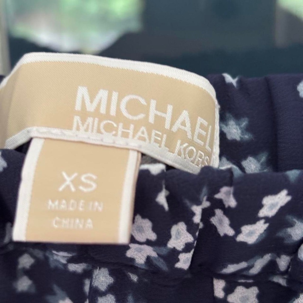 Michael Kors georgette midi skirt floral navy SZ XS - Picture 4 of 6